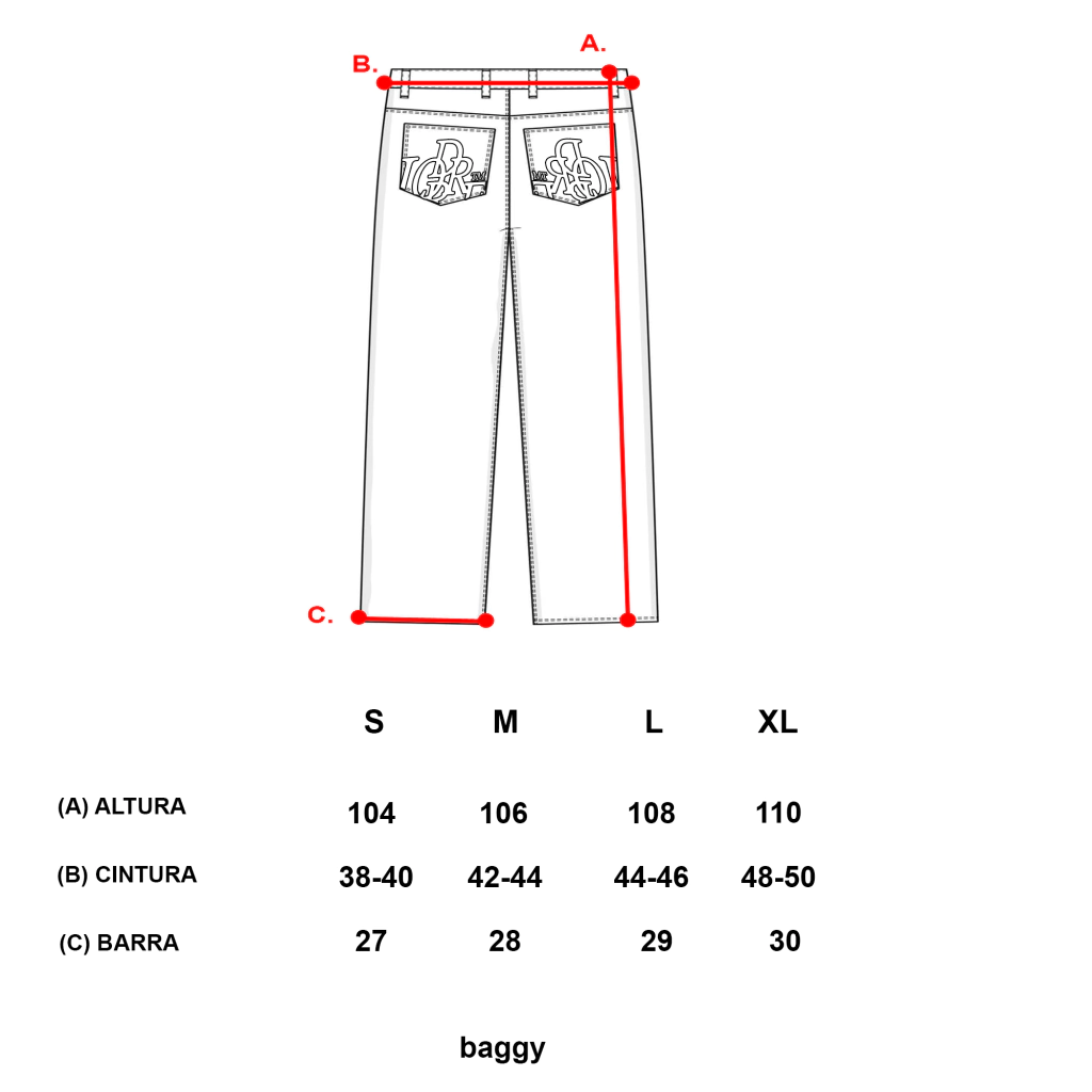 Guia de medidas - BAGGY JEANS GREASE